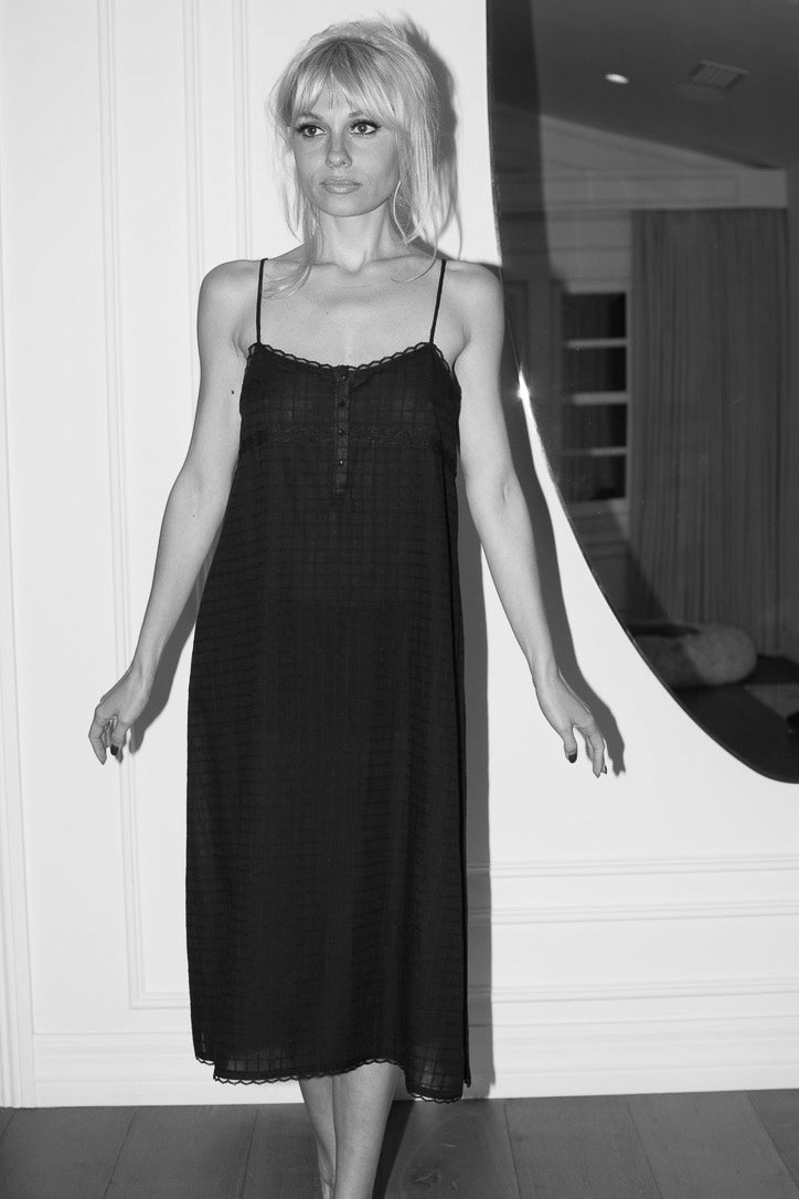 Bleu Spaghetti Strap Gown