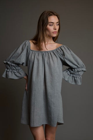 Romande Crete Gauze Ruffle Dress