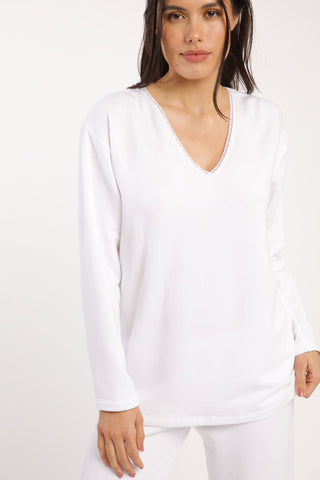 Emanuelle French Terry Long Sleeve V-Neck Tunic