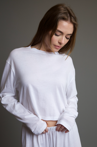 Maeve La Plata Long Sleeve Crop T-Shirt