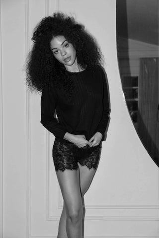 Seraphina Pointelle Long Sleeve Boxy Tee - Andine